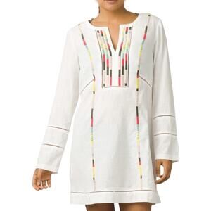 Prana Lahela Tunic Small New NWT White Swim Coverup Organic Cotton Embroidered